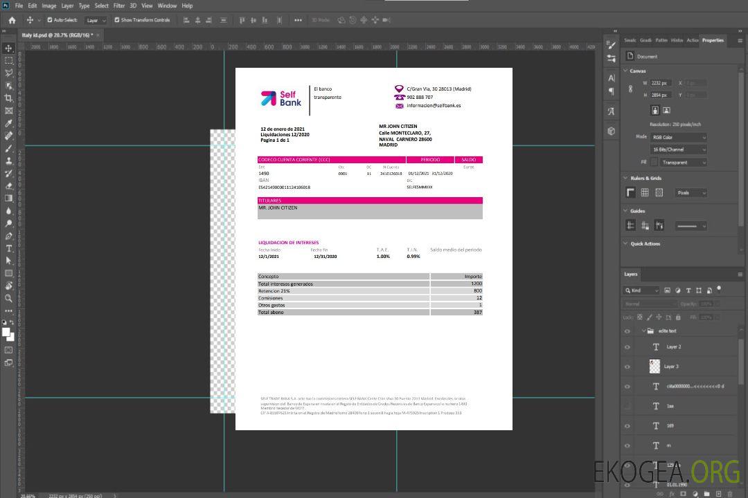 Espagne Self Bank excel pdf template